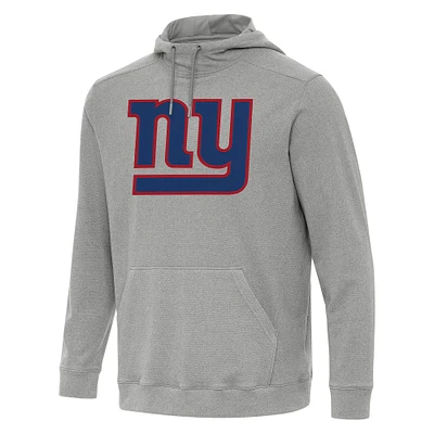 Men's Antigua Heather Gray New York Giants Cloud Pullover Hoodie