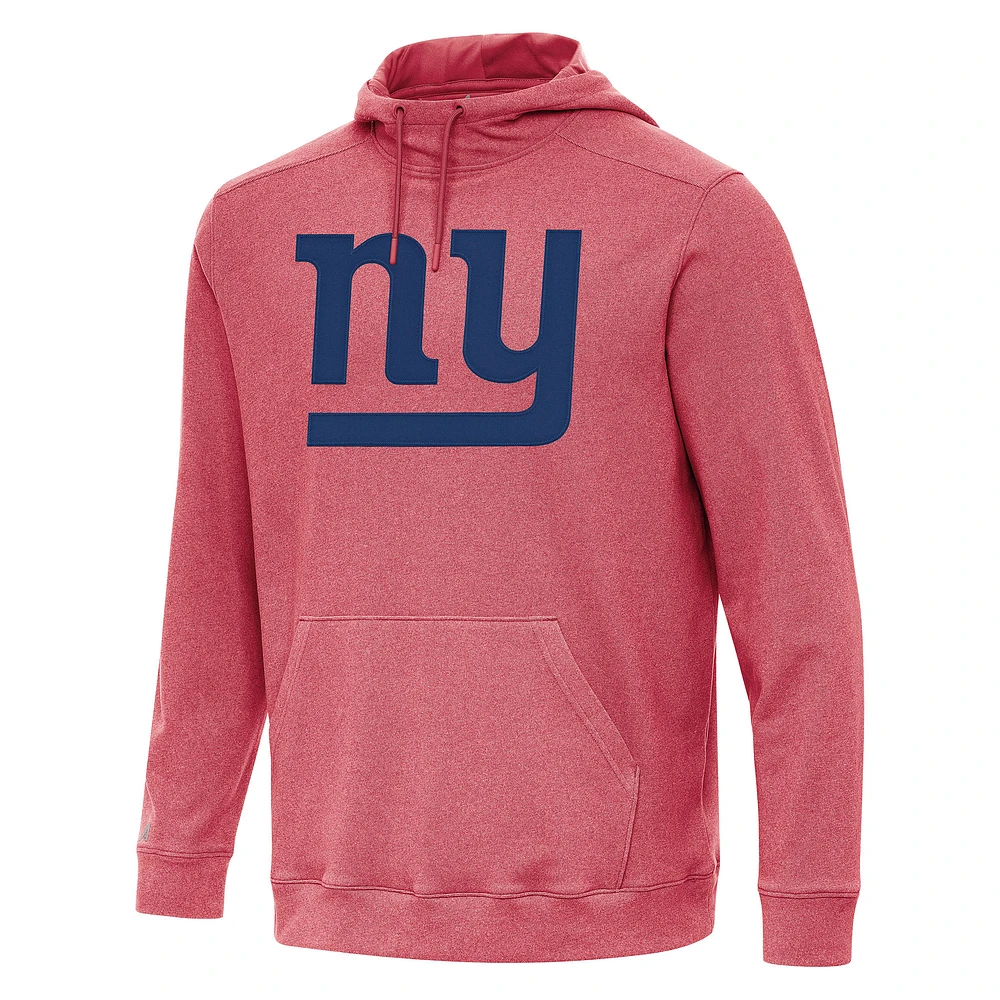 Men's Antigua Heather Red New York Giants Cloud Pullover Hoodie