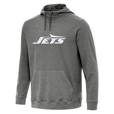 Men's Antigua Heather New York Jets Cloud Pullover Hoodie