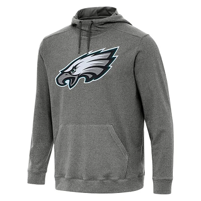 Men's Antigua Heather Black Philadelphia Eagles Cloud Pullover Hoodie