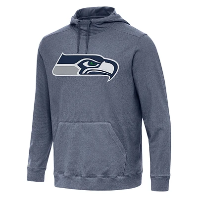 Men's Antigua Heather College Navy Seattle Seahawks Cloud Pullover Hoodie