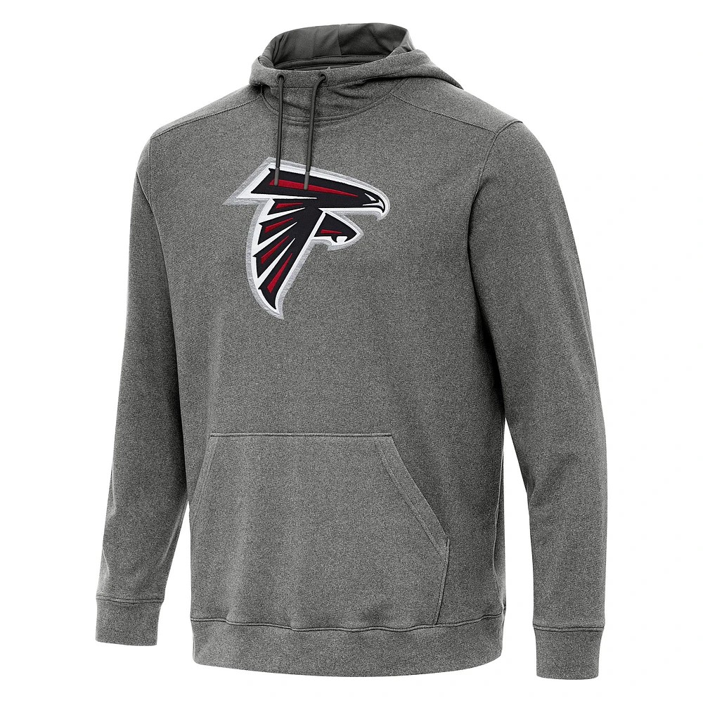 Men's Antigua Heather Black Atlanta Falcons Cloud Pullover Hoodie