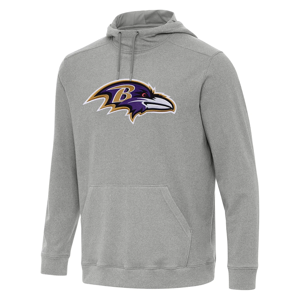 Men's Antigua Heather Gray Baltimore Ravens Cloud Pullover Hoodie
