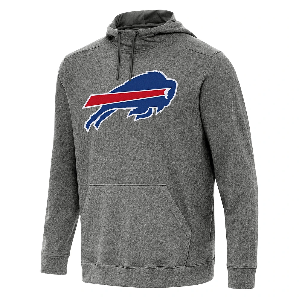 Men's Antigua Heather Black Buffalo Bills Cloud Pullover Hoodie