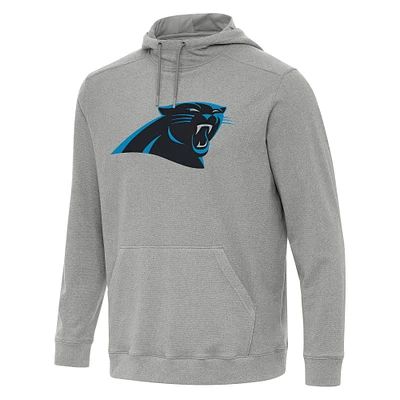 Men's Antigua Heather Gray Carolina Panthers Cloud Pullover Hoodie