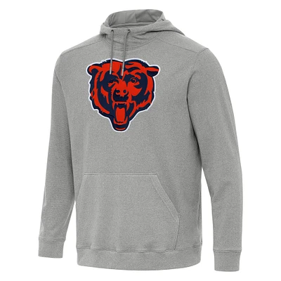 Men's Antigua Heather Gray Chicago Bears Cloud Pullover Hoodie