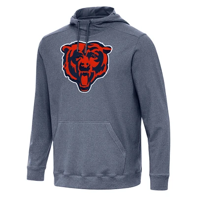 Men's Antigua Heather Navy Chicago Bears Cloud Pullover Hoodie