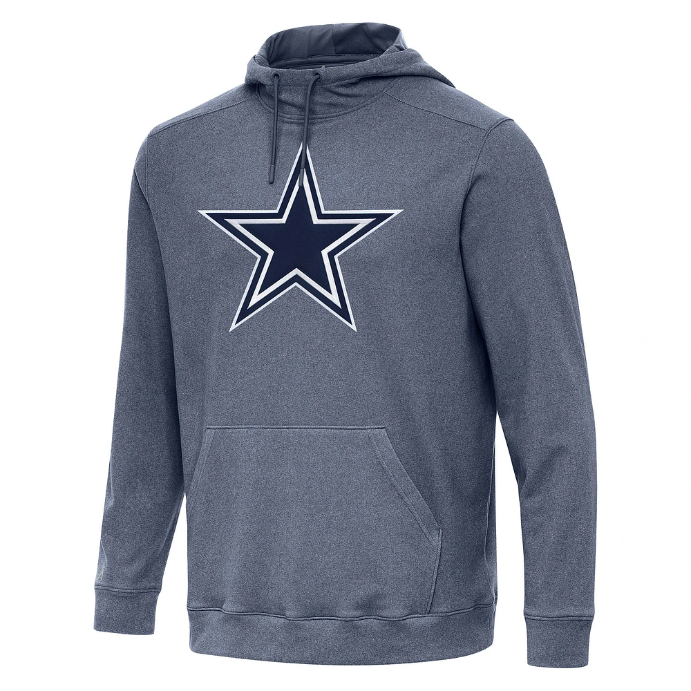 Men's Antigua Heather Navy Dallas Cowboys Cloud Pullover Hoodie