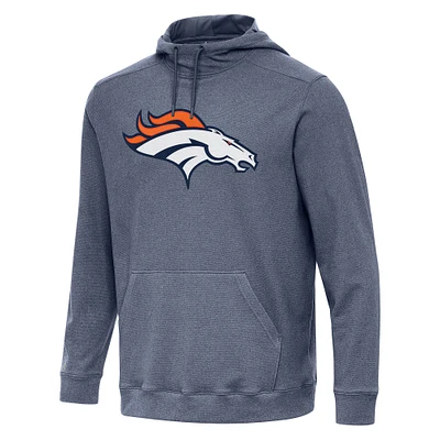 Men's Antigua Heather Navy Denver Broncos Cloud Pullover Hoodie