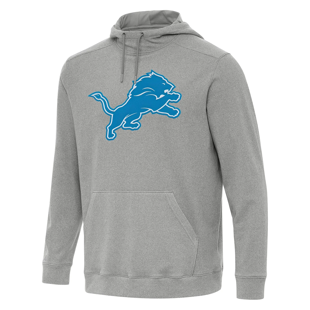 Men's Antigua Heather Detroit Lions Cloud Pullover Hoodie