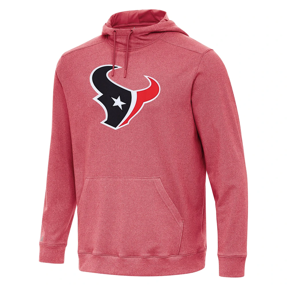 Men's Antigua Heather Red Houston Texans Cloud Pullover Hoodie
