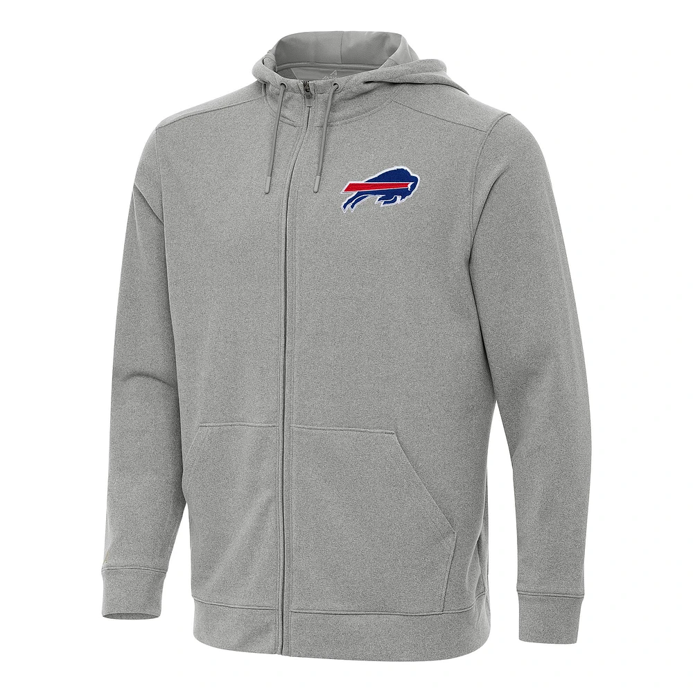 Men's Antigua Heather Buffalo Bills Effortless Full-Zip Hoodie