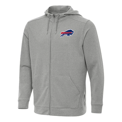 Men's Antigua Heather Gray Buffalo Bills Effortless Full-Zip Hoodie