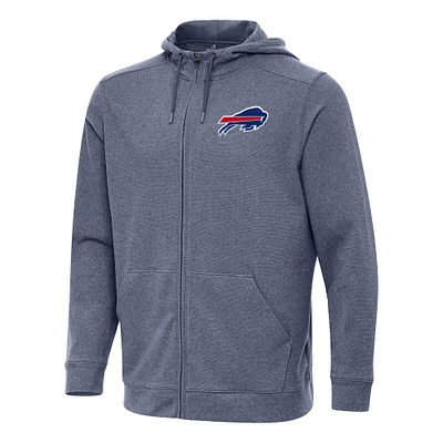 Men's Antigua Heather Navy Buffalo Bills Effortless Full-Zip Hoodie