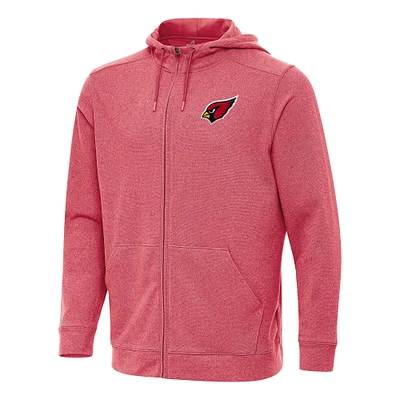 Men's Antigua Heather Cardinal Arizona Cardinals Effortless Full-Zip Hoodie