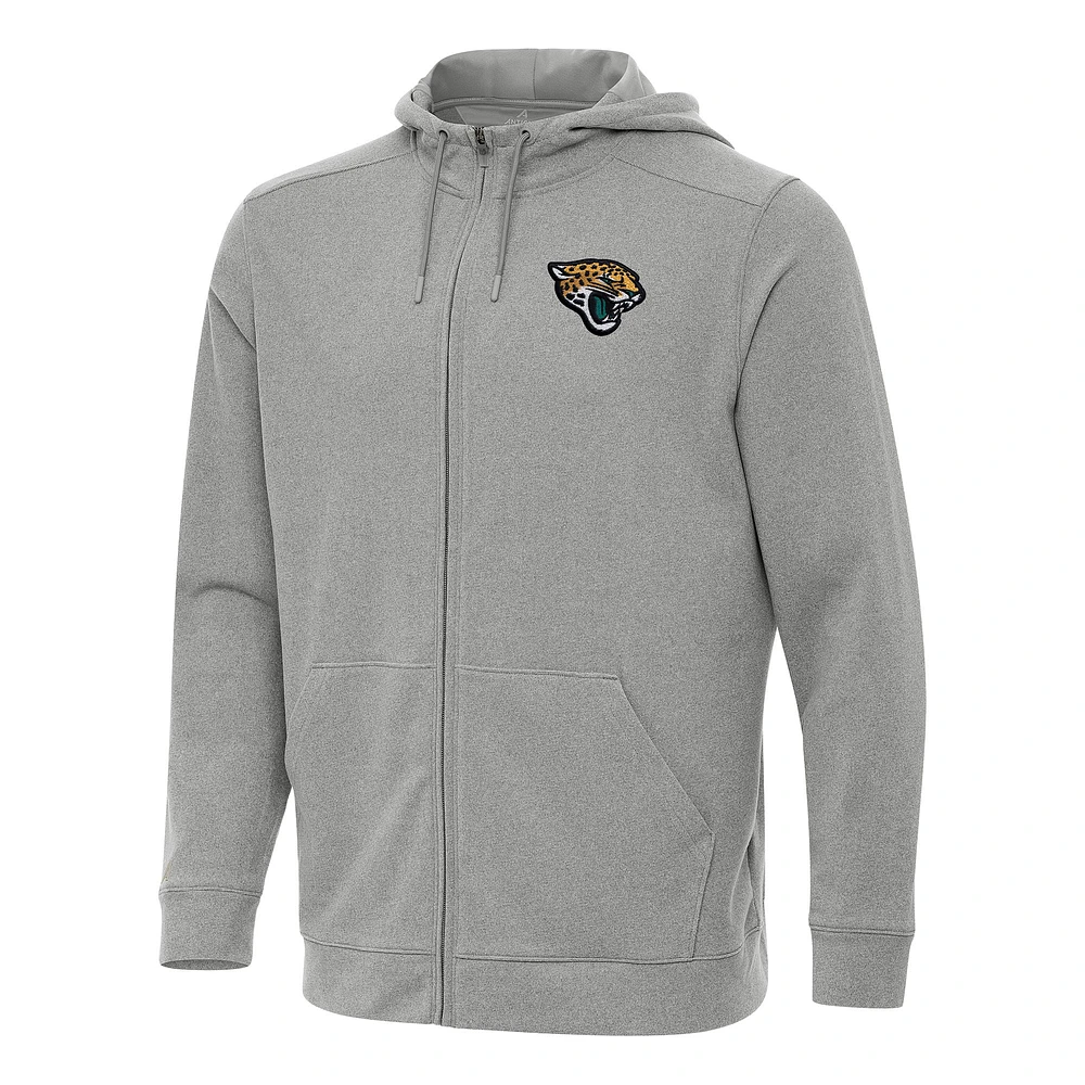 Men's Antigua Heather Jacksonville Jaguars Effortless Full-Zip Hoodie