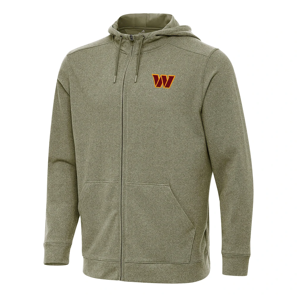 Men's Antigua Olive Washington Commanders Effortless Full-Zip Hoodie