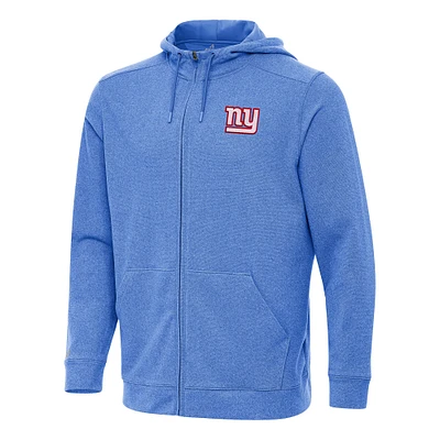 Men's Antigua Heather Royal New York Giants Effortless Full-Zip Hoodie