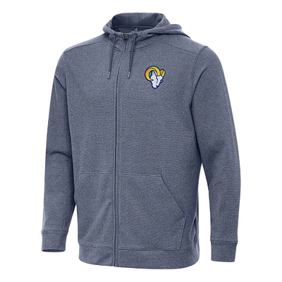 Men's Antigua Heather Navy Los Angeles Rams Effortless Full-Zip Hoodie
