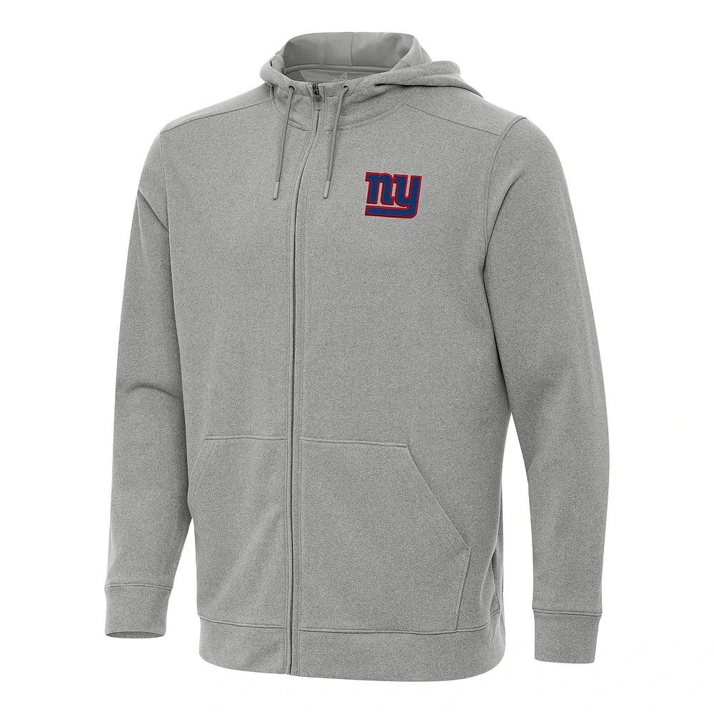 Men's Antigua Heather New York Giants Effortless Full-Zip Hoodie