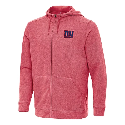 Men's Antigua Heather Red New York Giants Effortless Full-Zip Hoodie
