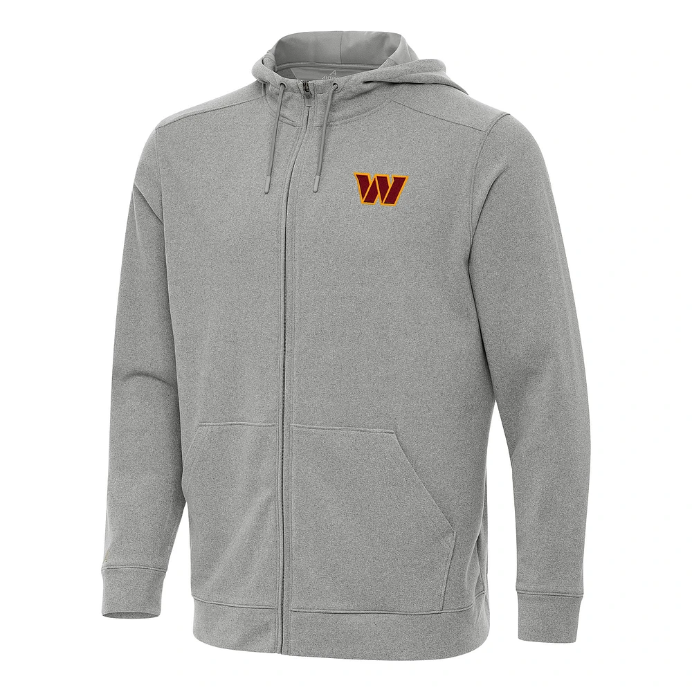 Men's Antigua Heather Washington Commanders Effortless Full-Zip Hoodie