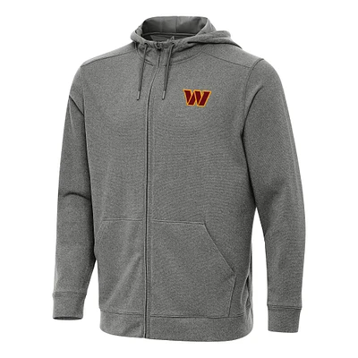 Men's Antigua Heather Black Washington Commanders Effortless Full-Zip Hoodie