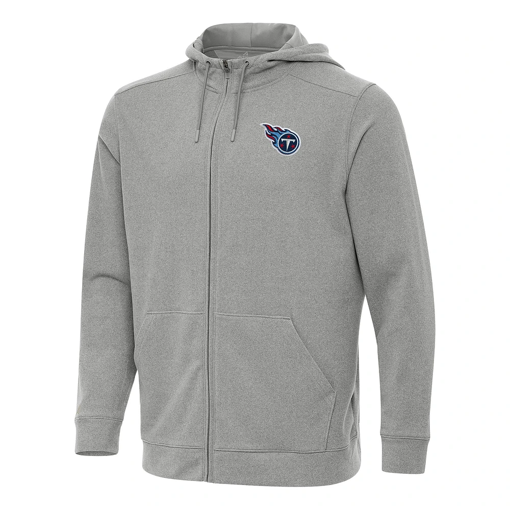 Men's Antigua Heather Tennessee Titans Effortless Full-Zip Hoodie