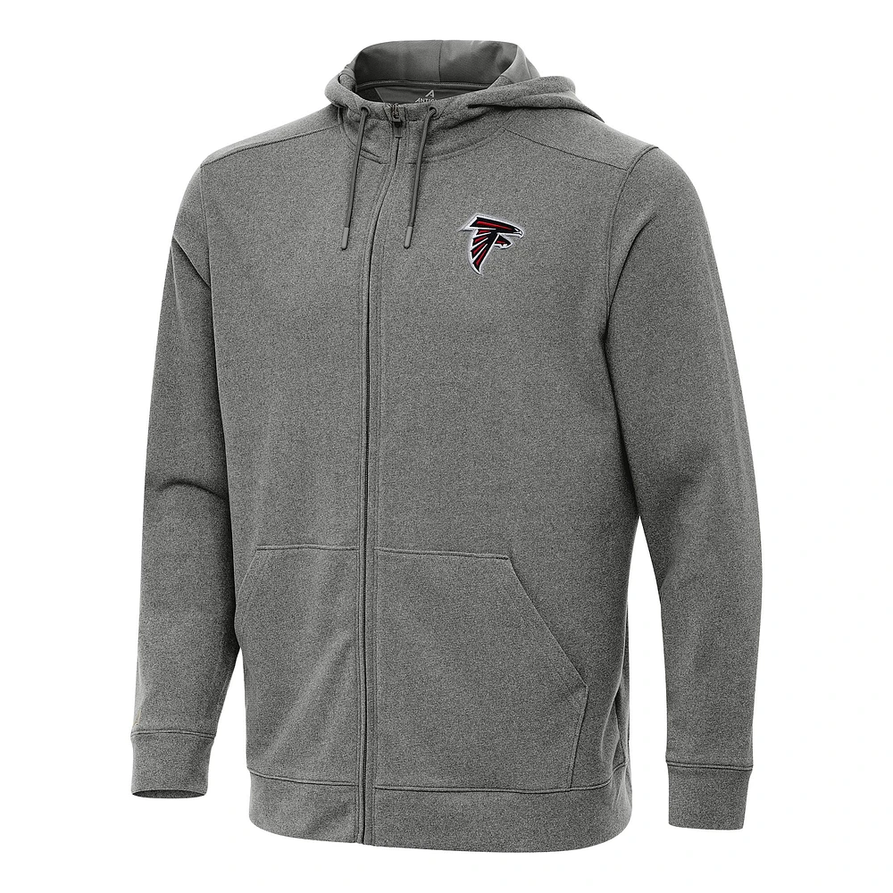 Men's Antigua Heather Black Atlanta Falcons Effortless Full-Zip Hoodie