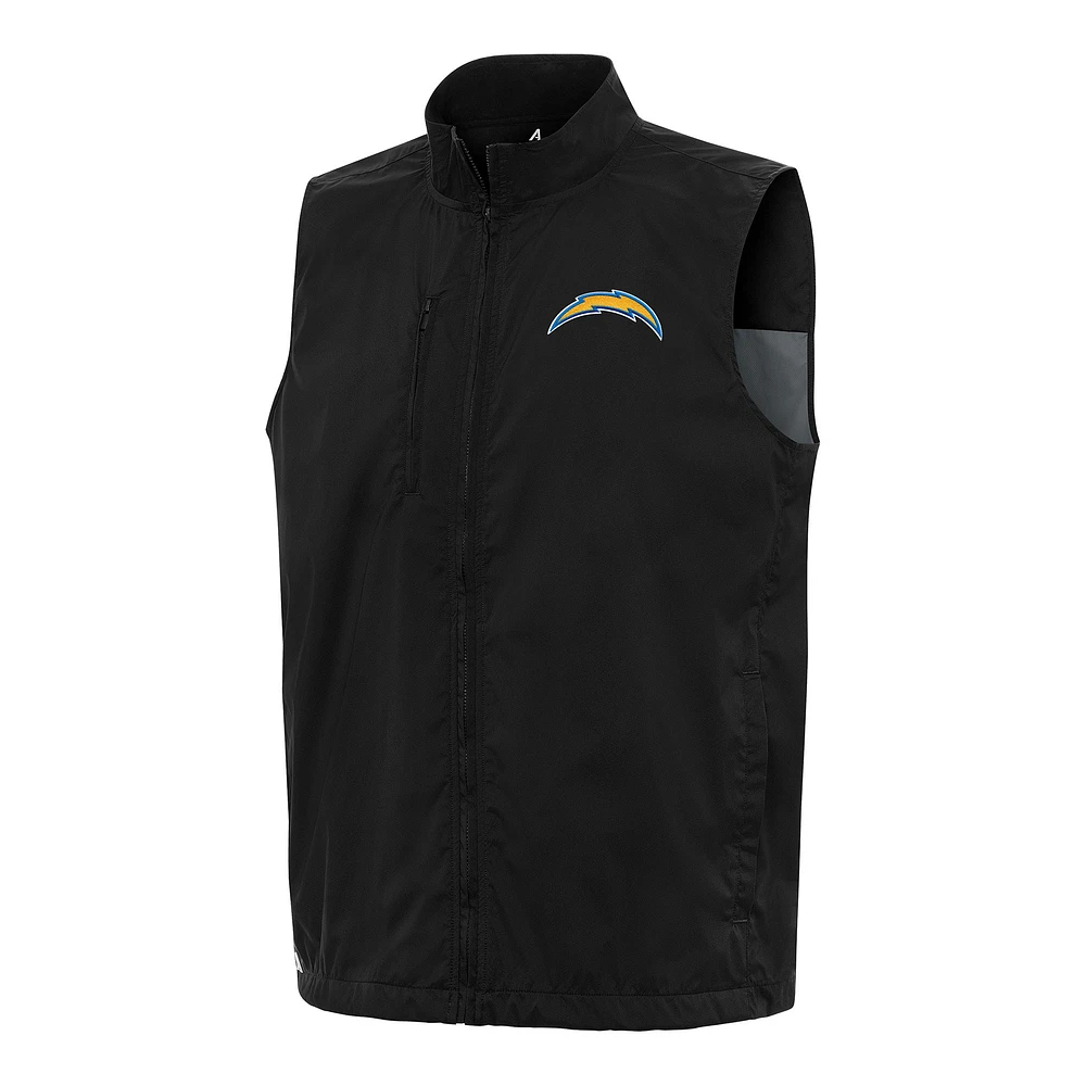 Men's Antigua Black Los Angeles Chargers Brisk Full-Zip Vest