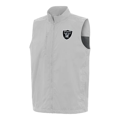 Men's Antigua Gray Las Vegas Raiders Brisk Full-Zip Vest