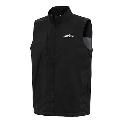 Men's Antigua Black New York Jets Brisk Full-Zip Vest