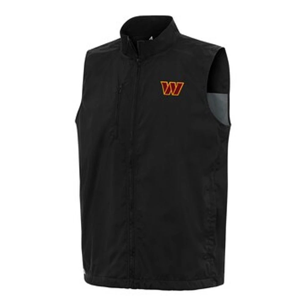 Men's Antigua Black Washington Commanders Brisk Full-Zip Vest