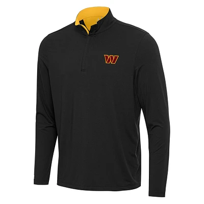Men's Antigua Black/Gold Washington Commanders Content Quarter-Zip Pullover Top
