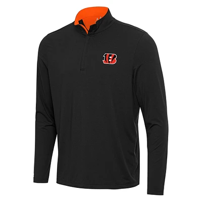 Men's Antigua Black/ Cincinnati Bengals Content Quarter-Zip Pullover Top