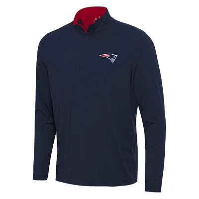 Men's Antigua Navy/Red New England Patriots Content Quarter-Zip Pullover Top