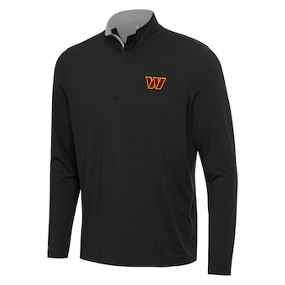 Men's Antigua Black/Gray Washington Commanders Content Quarter-Zip Pullover Top