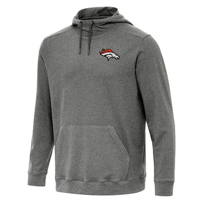 Men's Antigua Heather Black Denver Broncos Cloud Pullover Hoodie