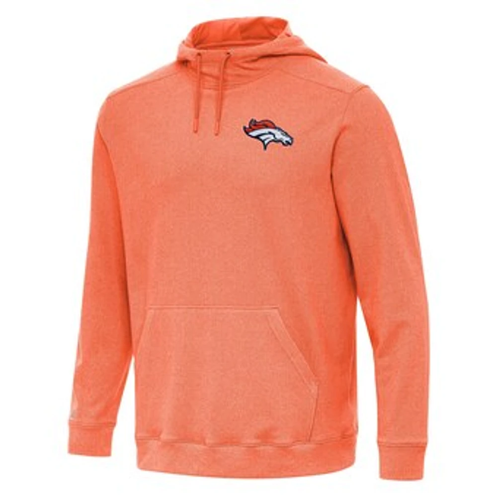 Men's Antigua Heather Orange Denver Broncos Cloud Pullover Hoodie