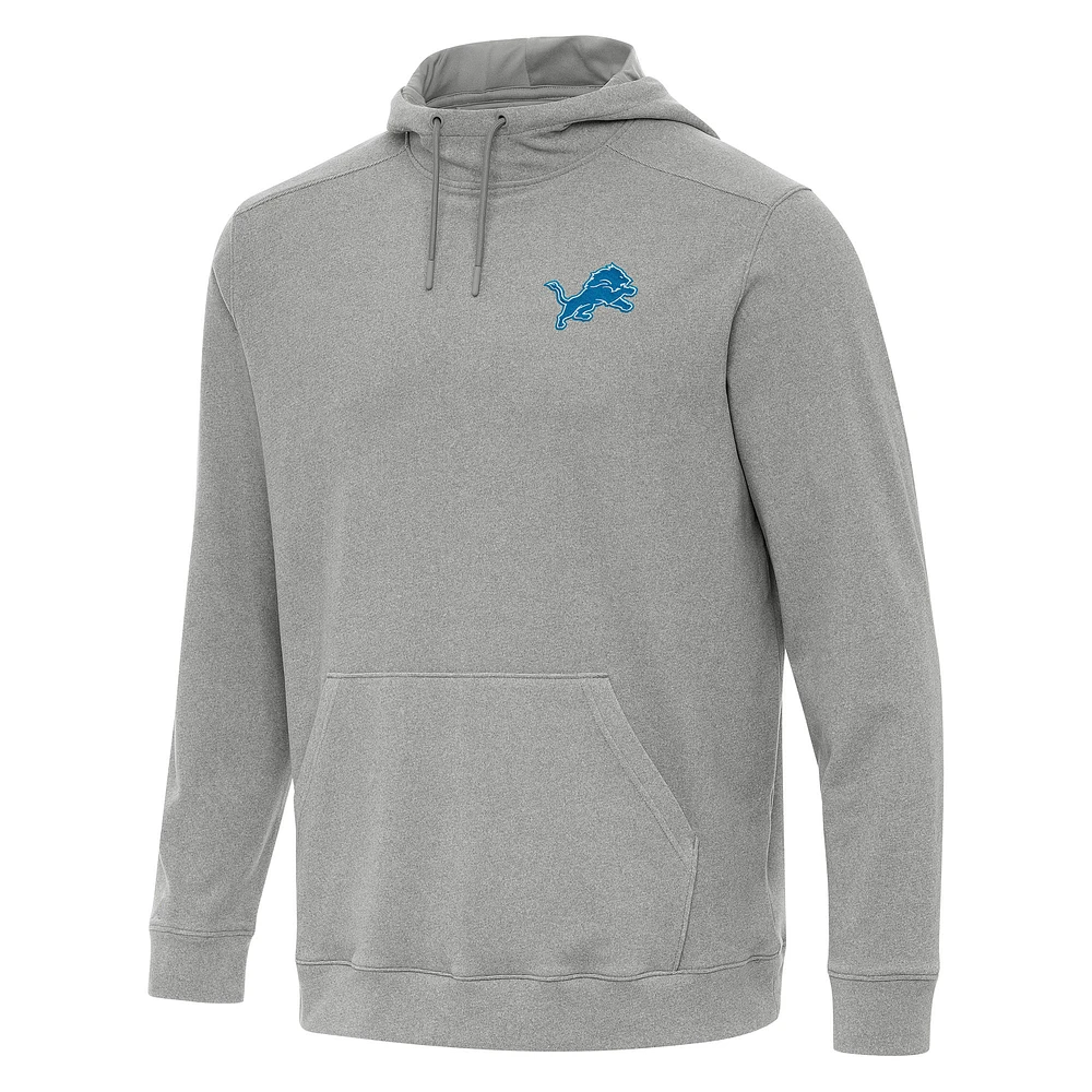 Men's Antigua Heather Detroit Lions Cloud Pullover Hoodie