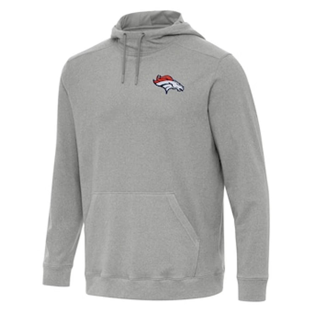 Men's Antigua Heather Gray Denver Broncos Cloud Pullover Hoodie