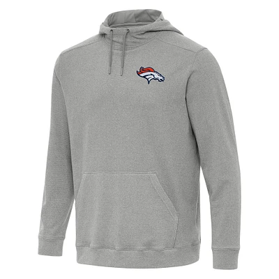Men's Antigua Heather Gray Denver Broncos Cloud Pullover Hoodie