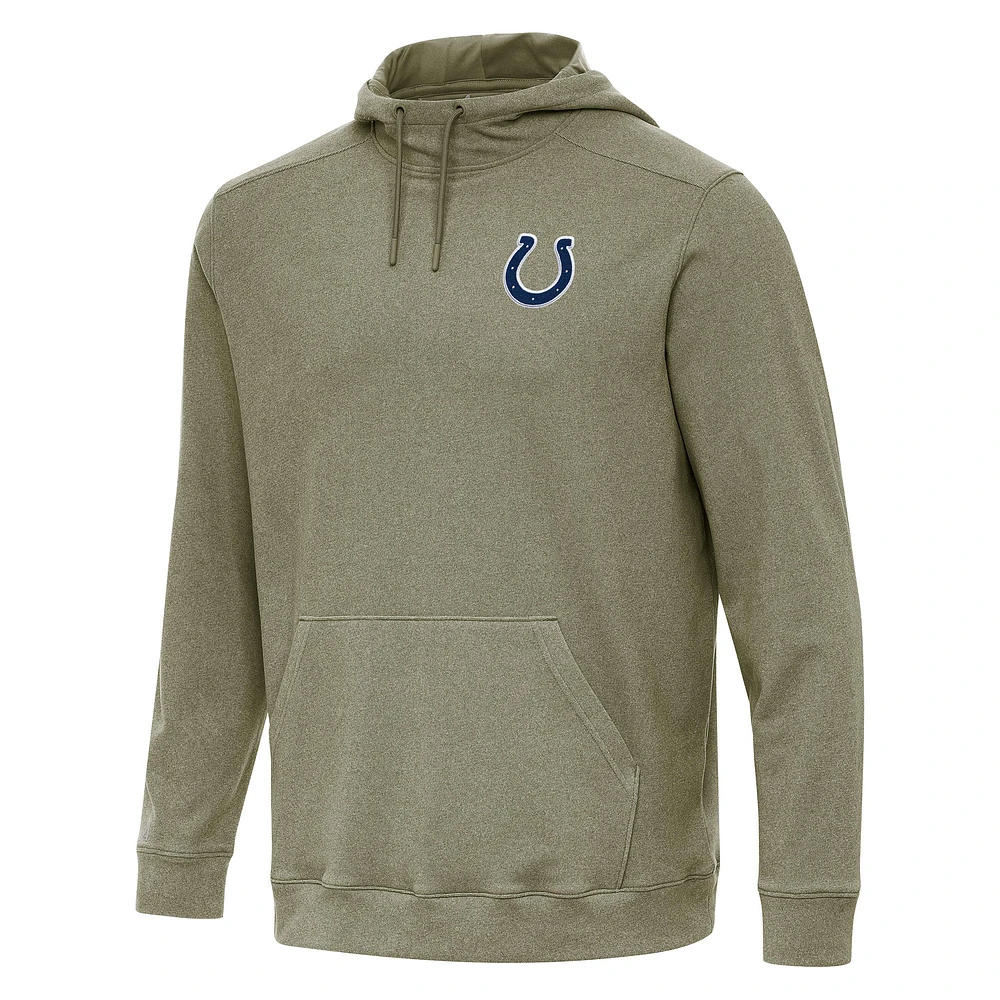 Men's Antigua Olive Indianapolis Colts Cloud Pullover Hoodie