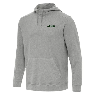 Men's Antigua Heather New York Jets Cloud Pullover Hoodie