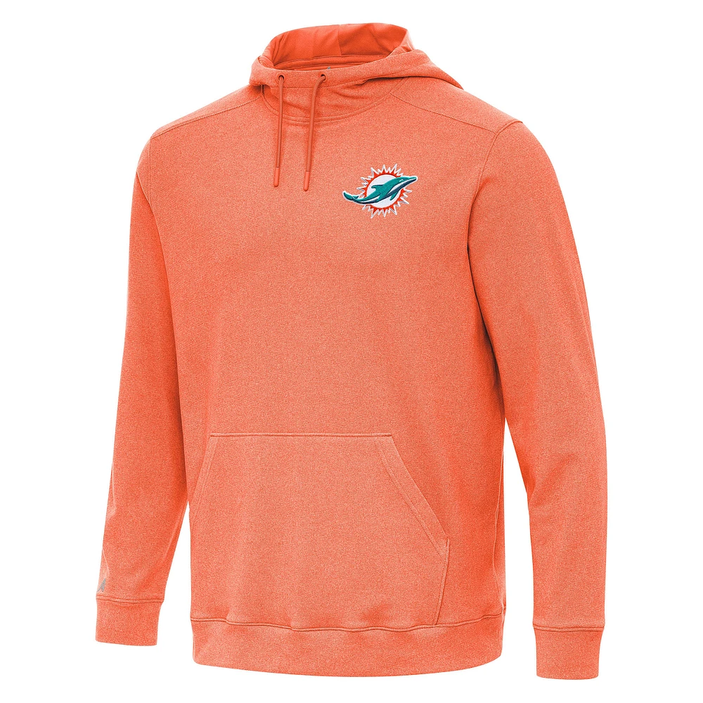 Men's Antigua Heather Orange Miami Dolphins Cloud Pullover Hoodie