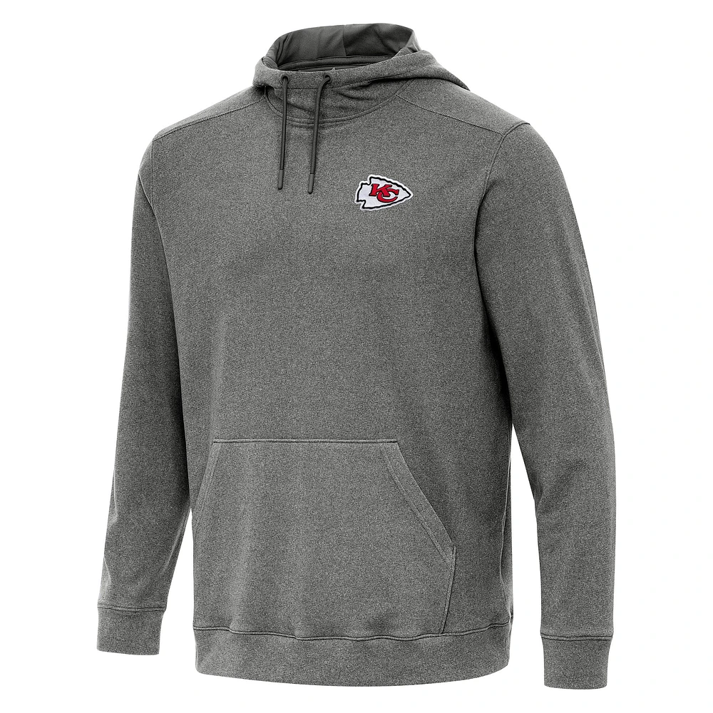 Men's Antigua Heather Black Kansas City Chiefs Cloud Pullover Hoodie