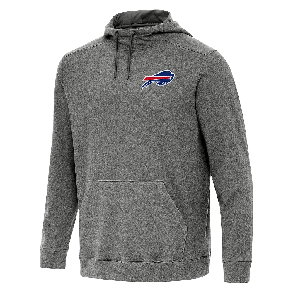 Men's Antigua Heather Black Buffalo Bills Cloud Pullover Hoodie