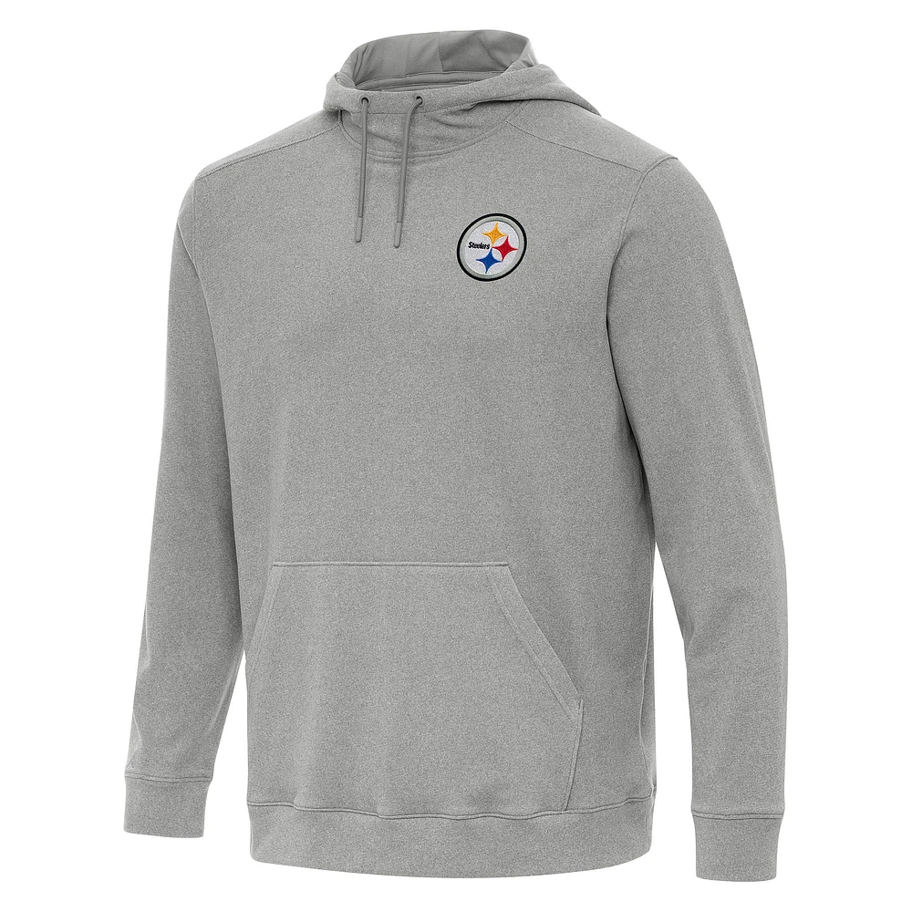 Men's Antigua Heather Pittsburgh Steelers Cloud Pullover Hoodie