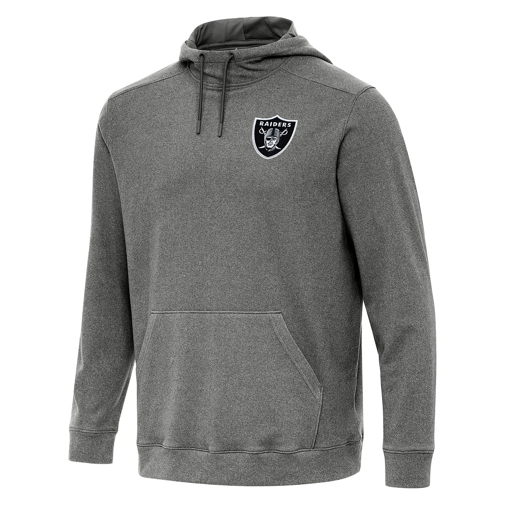 Men's Antigua Heather Black Las Vegas Raiders Cloud Pullover Hoodie
