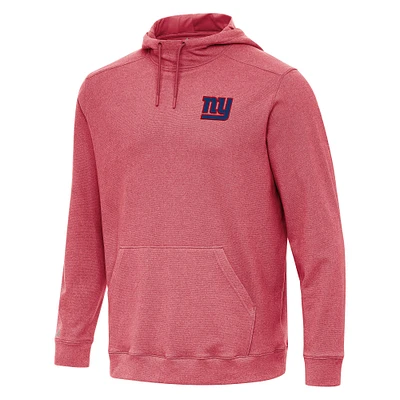 Men's Antigua Heather Red New York Giants Cloud Pullover Hoodie